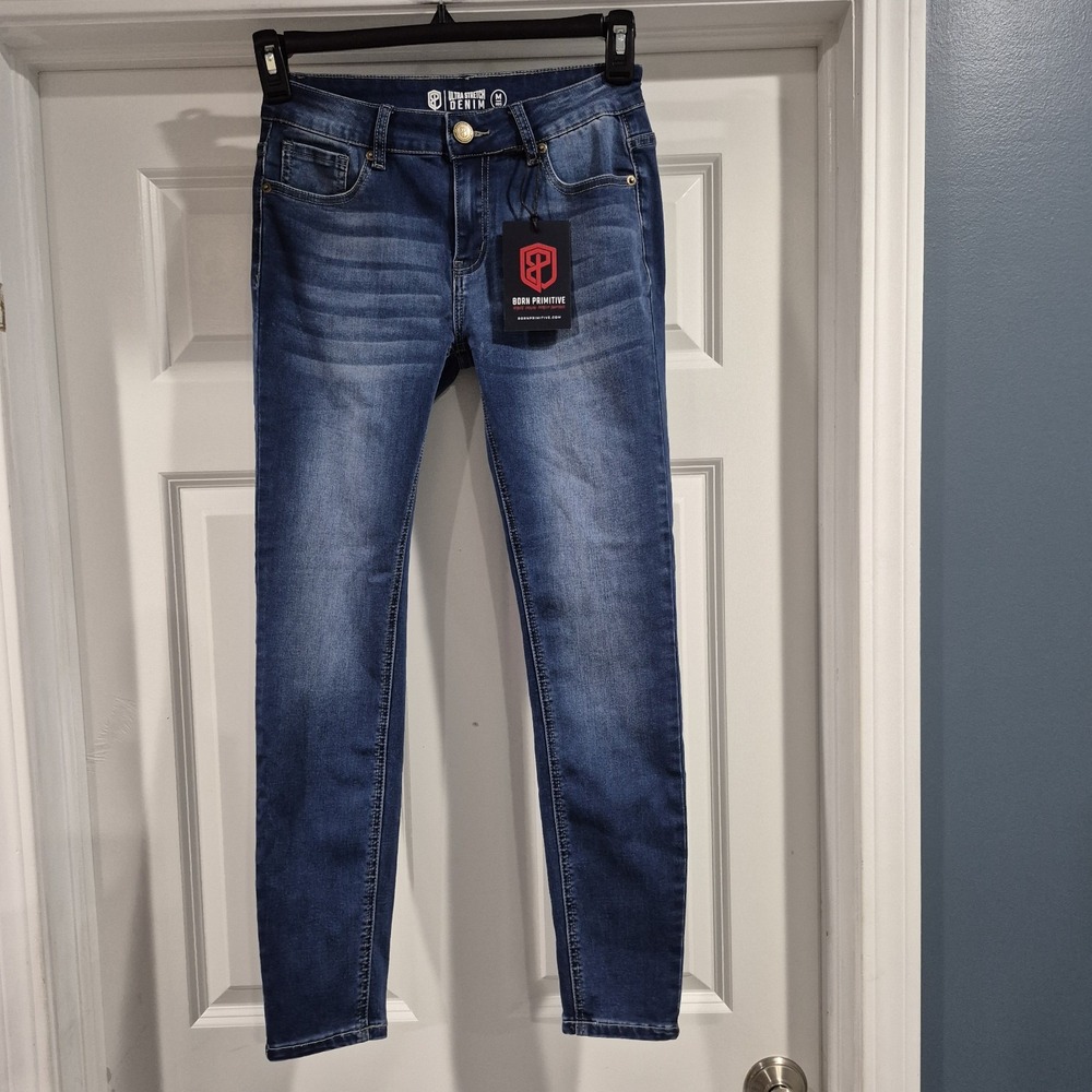 Born Primitive Jeans Womens Medium Mid Rise Skinny Ultra Stretch Denim Athletic
